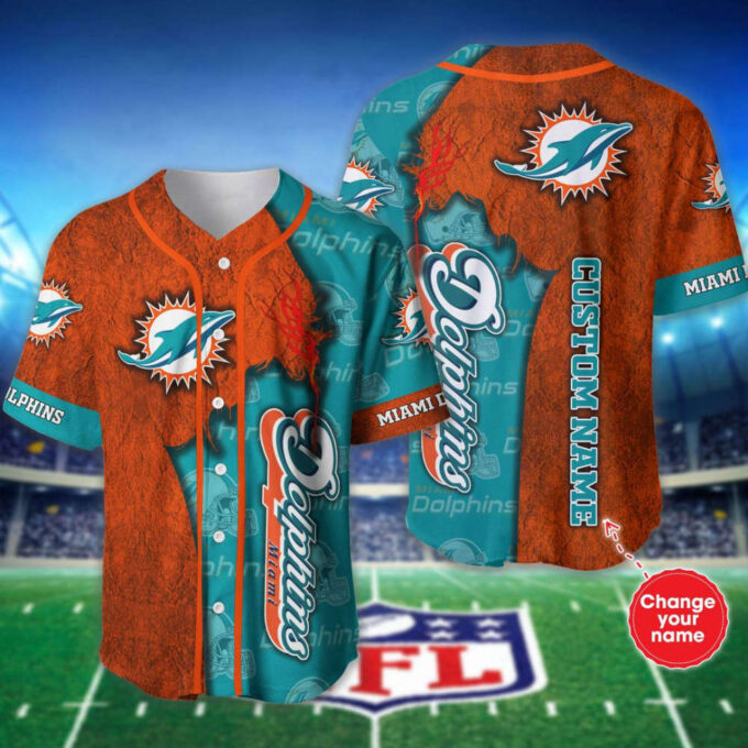 Miami Dolphins Personalized Baseball Jersey