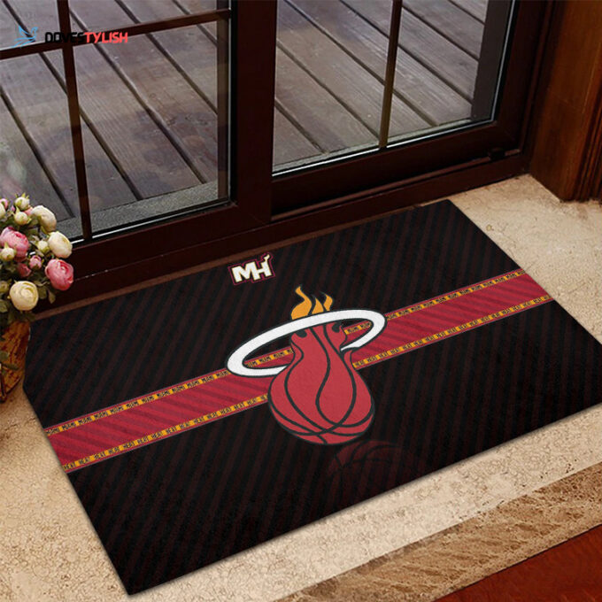 Miami Heat Red Home Decor 2024 Foldable Doormat Indoor Outdoor Welcome Mat Home Decor