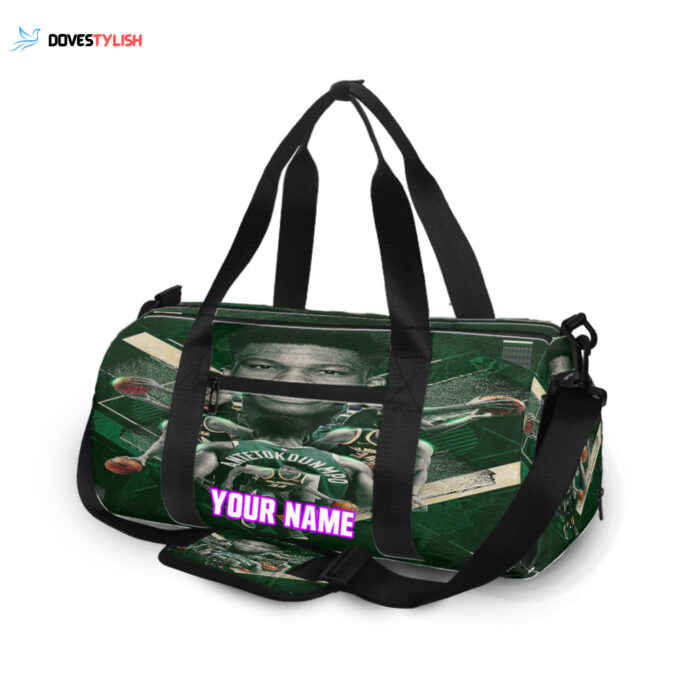 Milwaukee Bucks 34 Giannis Antetokounmpo Unisex Gift Tee 2024Personalized Name Travel Bag Gym Bag