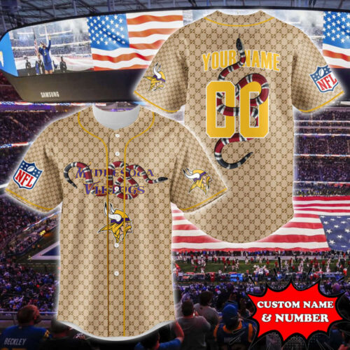 Minnesota Vikings Baseball Jersey Gucci NFL Custom For Fans BJ2214
