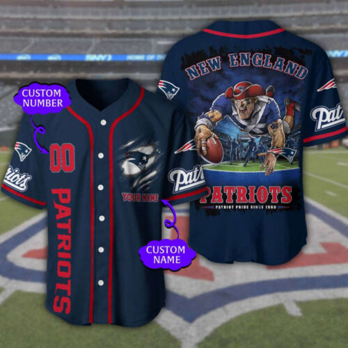 New England Patriots Personalized Baseball Jersey