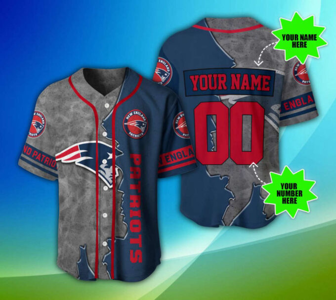 New England Patriots Personalized Baseball Jersey