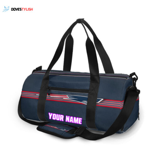 New England Patriots Red Line Navy Personalized Name Travel Bag Gym Bag