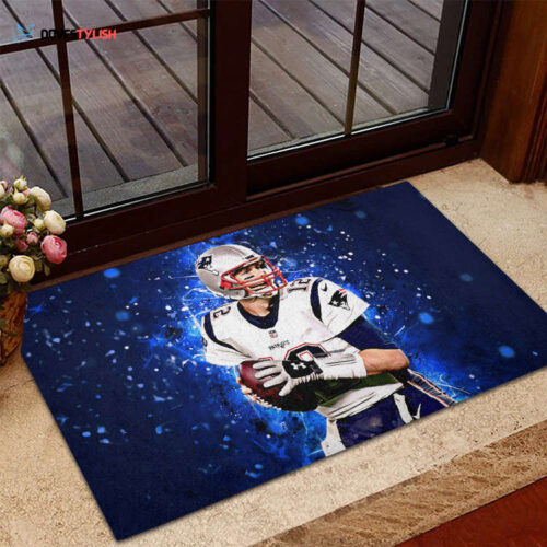 New England Patriots Tom Brady Navy Black Foldable Doormat Indoor Outdoor Welcome Mat Home Decor