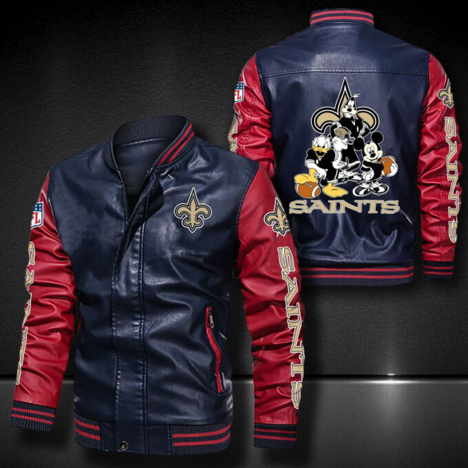 New Orleans Saints Leather Bomber Jacket