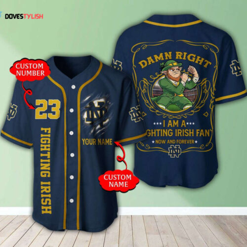 Notre Dame Fighting Irish Personalized Baseball Jersey