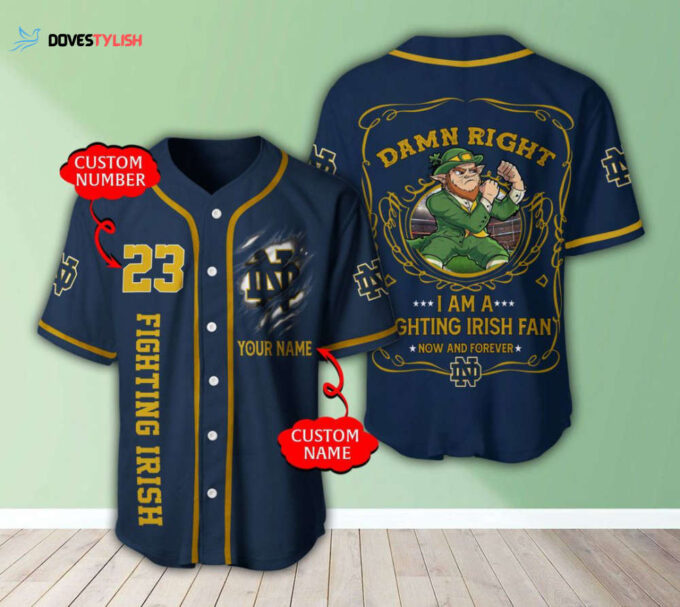 Notre Dame Fighting Irish Personalized Baseball Jersey