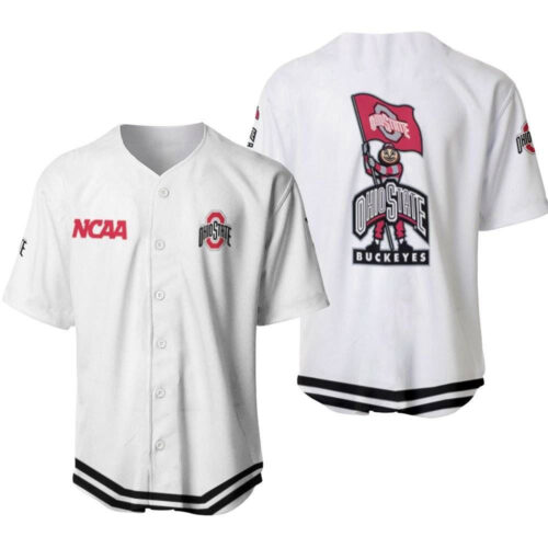 Ohio State Buckeyes Classic White With Mascot Gift For Ohio State Buckeyes Fans Baseball Jersey