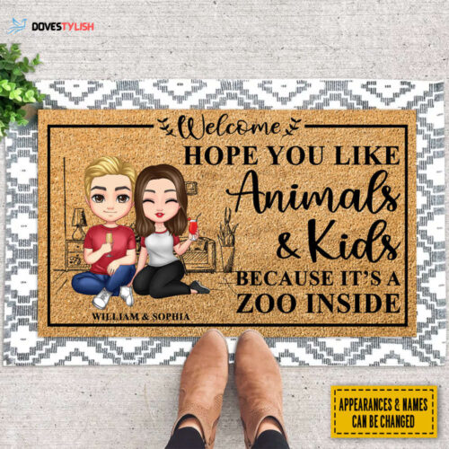 Customized Welcome To Our Home The Humans Just Live Here With Us Personalized Doormat, Meowy Fans Decor