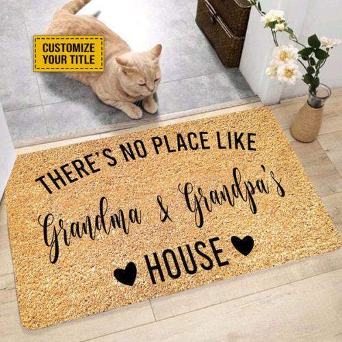 Personalized Customized There’S No Place Like Grandma & Grandpa’S House Doormat, Funny Quote Grandparent Doormat