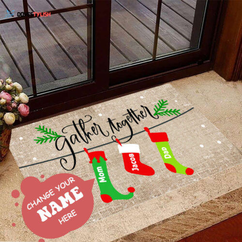 Personalized Gather Somewhere Else Doormat Holiday Christmas Doormat Family Gift Ideas