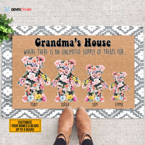 Personalized Name And Art Doormat, Grandparent Doormat, Grandpa Home Decor, Welcome Home Personalized Doormat
