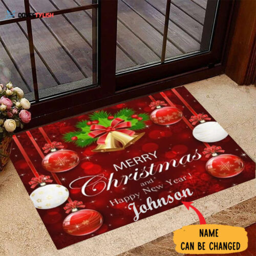 Personalized Merry Christmas And Happy New Year Doormat Happy Holidays Doormat