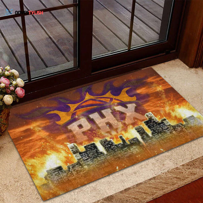 Phoenix Suns Emblem City Fire Foldable Doormat Indoor Outdoor Welcome Mat Home Decor