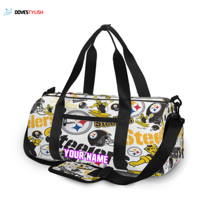 Pittsburgh Steelers Man Emblem Seamless Personalized Name Travel Bag Gym Bag