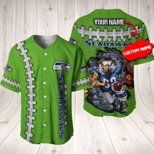 Seattle Seahawks Personalized Baseball Jersey