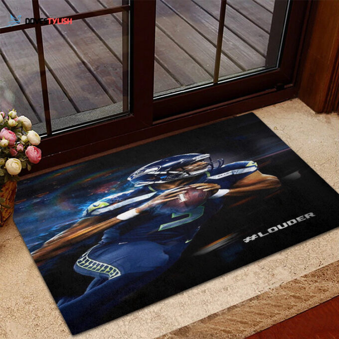 Seattle Seahawks Russell Home Decor 2024 Foldable Doormat Indoor Outdoor Welcome Mat Home Decor