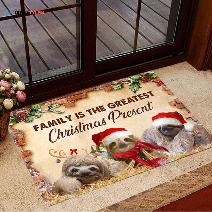 Sloth Family Is Great Christmas Present Holiday Doormat Best Family Christmas Gifts 2021