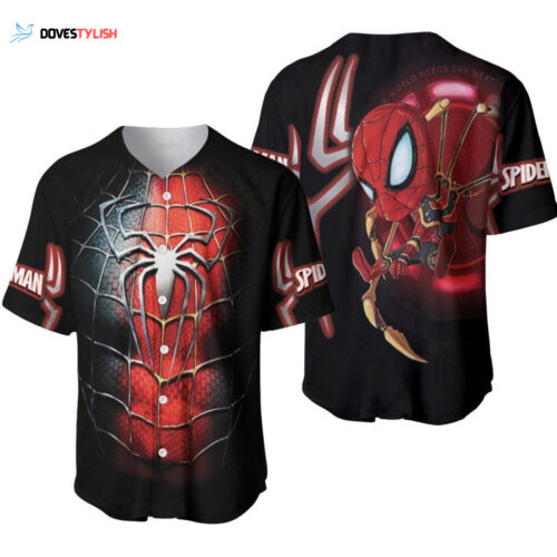 Spider Man No Way Home Iron Spider Suit Costume Chibi Version Designed Allover Gift For Spider Man Fans Baseball Jersey