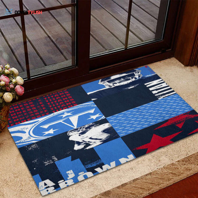 Tennessee Titans A J Home Decor 2024 Foldable Doormat Indoor Outdoor Welcome Mat Home Decor