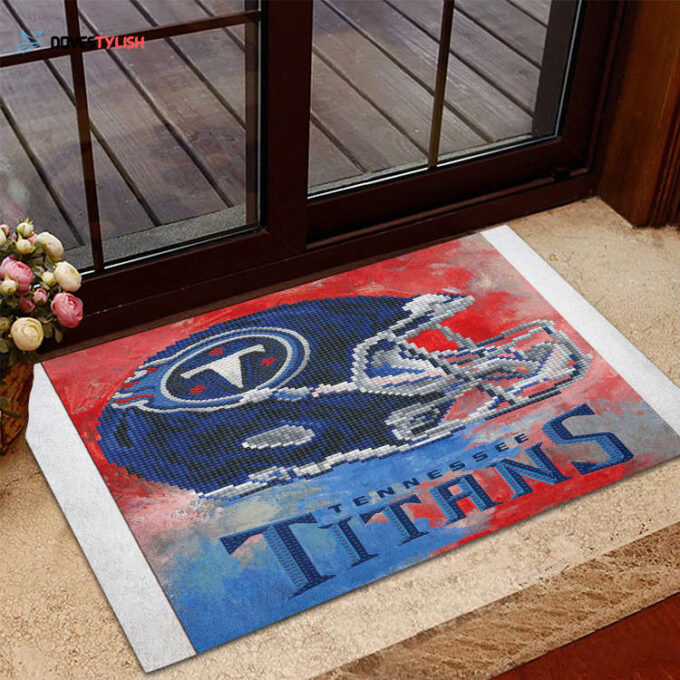 Tennessee Titans Helmet Home Decor 2024 Foldable Doormat Indoor Outdoor Welcome Mat Home Decor