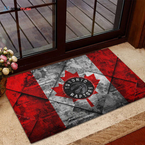Toronto Raptors Red White Leaf Foldable Doormat Indoor Outdoor Welcome Mat Home Decor