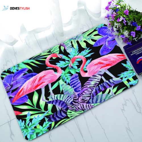 Tropical Beach Flamingo Easy Clean Welcome DoorMat | Felt And Rubber | Home Decor 2024