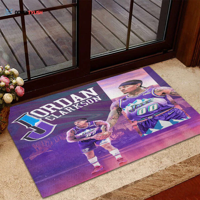 Utah Jazz 00 Jordan Clarkson Home Decor 2024 Foldable Doormat Indoor Outdoor Welcome Mat Home Decor