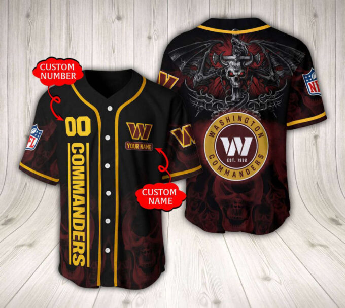 Washington Commanders Baseball Jersey Custom Name And Number