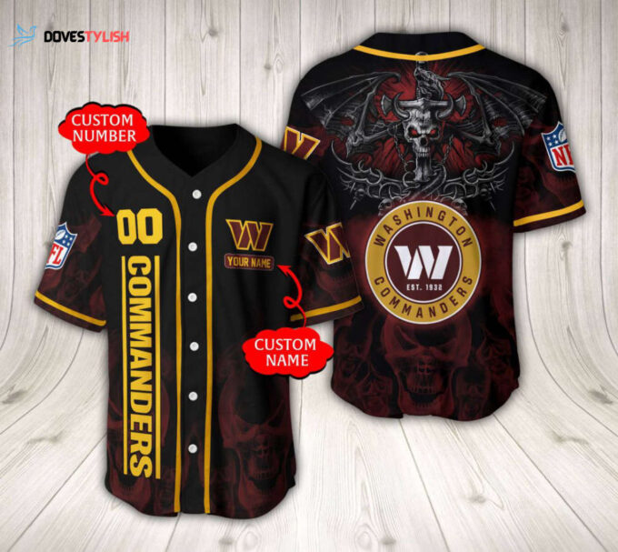 Washington Commanders Baseball Jersey Custom Name And Number