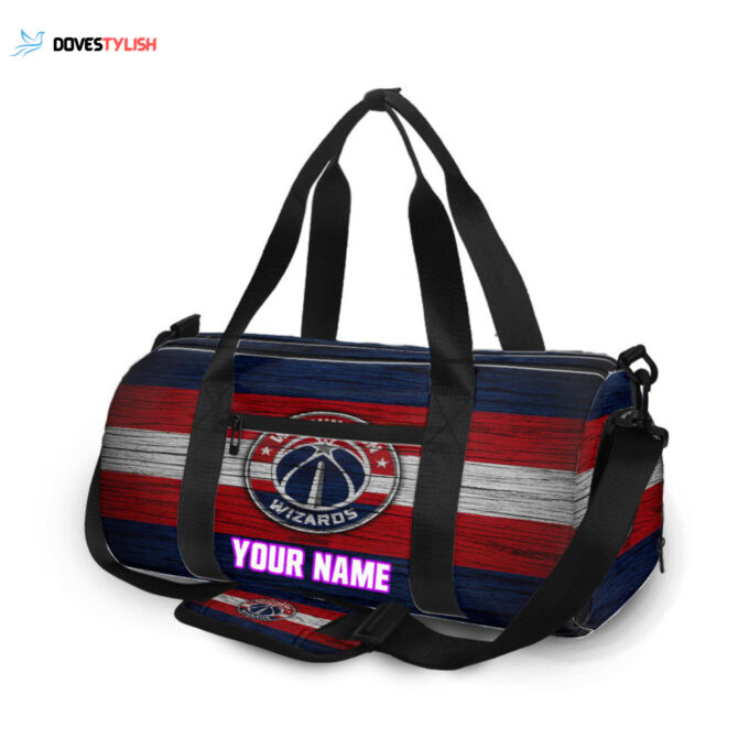 Washington Wizards Red White Wood Personalized Name Travel Bag Gym Bag