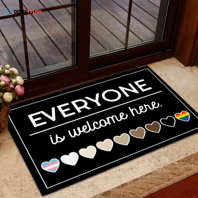 Everyone Is Welcome Here LGBT Doormat