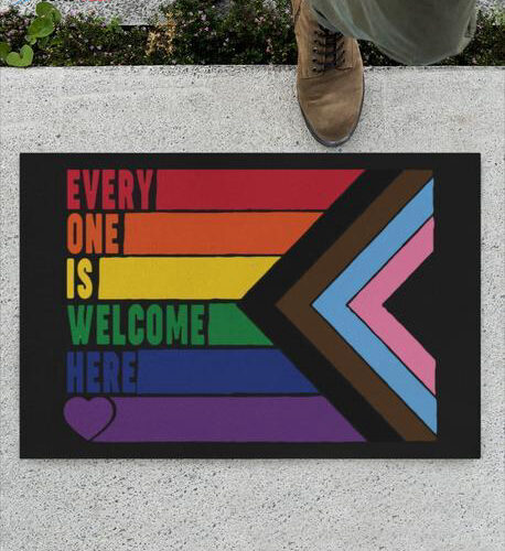 Everyone Is Welcome Here Rainbow LGBT Doormat
