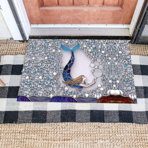 Mermaid Gemstone Doormat, gift for mermaid lovers, Best gift for mom, gift for new house HT
