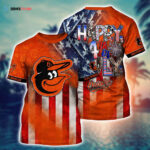 MLB Baltimore Orioles 3D T-Shirt Baseball Bloom Burst For Fans Sports