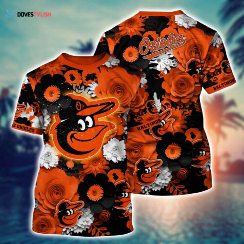 MLB Baltimore Orioles 3D T-Shirt Blossom Bliss Fusion For Fans Sports