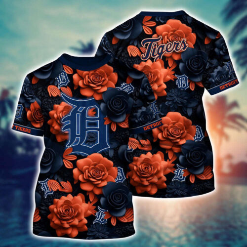 MLB Detroit Tigers 3D T-Shirt Tropical Trends For Fans Sports