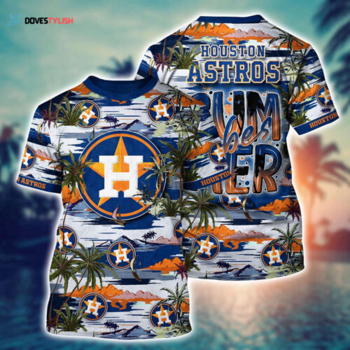 MLB Houston Astros 3D T-Shirt Sunset Symphony For Fans Sports