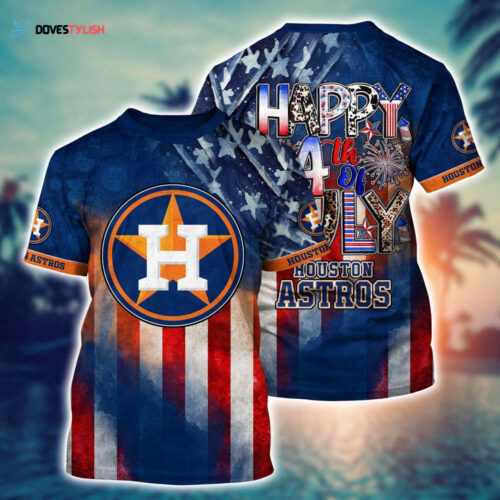 MLB Houston Astros 3D T-Shirt Baseball Bloom Burst For Fans Sports