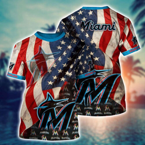 MLB Miami Marlins 3D T-Shirt Blossom Bliss Fusion For Fans Sports