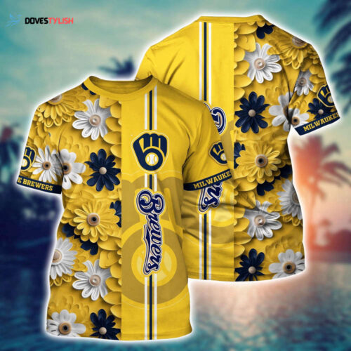 MLB Milwaukee Brewers 3D T-Shirt Blossom Bloom For Sports Enthusiasts