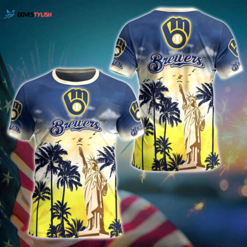 MLB Milwaukee Brewers 3D T-Shirt Tropical Elegance For Fans Sports