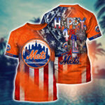 MLB New York Mets 3D T-Shirt Baseball Bloom Burst For Fans Sports