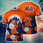 MLB New York Mets 3D T-Shirt Floral Vibes For Fans Sports