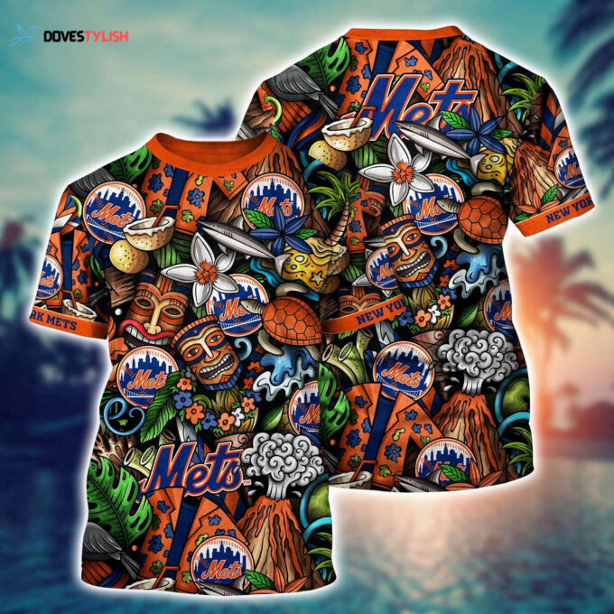 MLB New York Mets 3D T-Shirt Sunset Symphony For Fans Sports