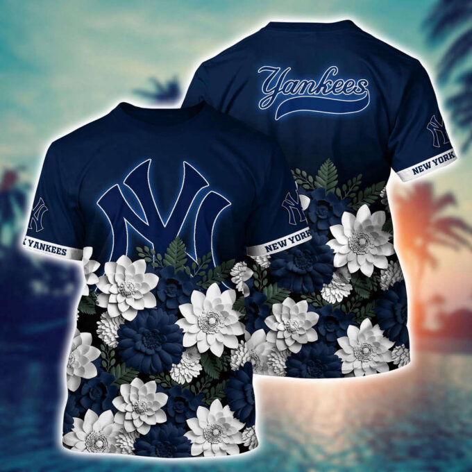 MLB New York Yankees 3D T-Shirt Floral Vibes For Fans Sports