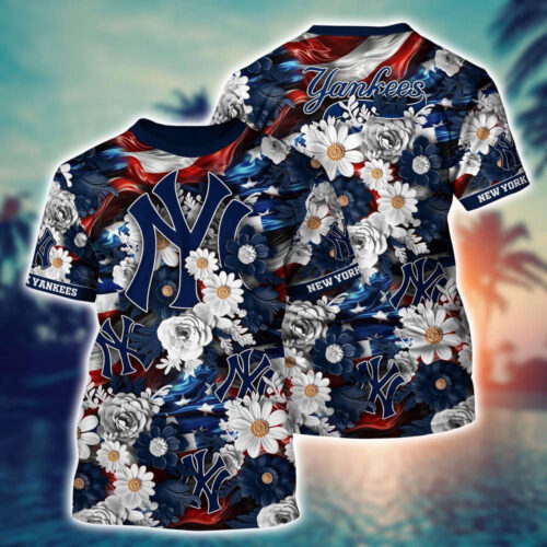 MLB New York Yankees 3D T-Shirt Tropical Tranquility Bloom For Fans Sports