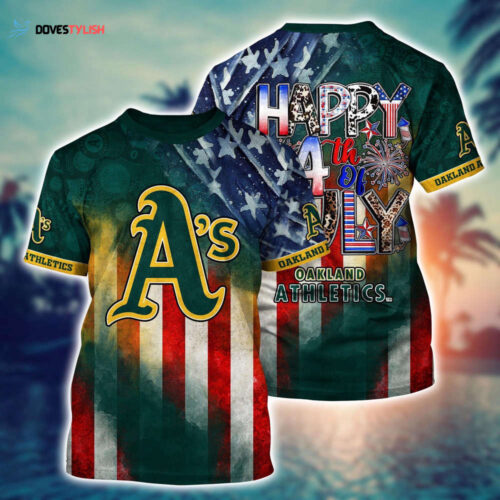 MLB Oakland Athletics 3D T-Shirt Baseball Bloom Burst For Fans Sports