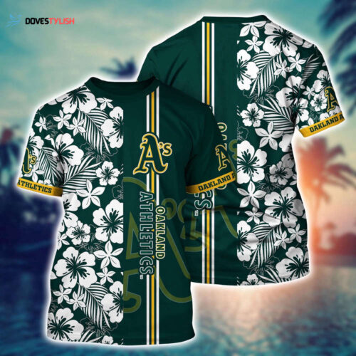 MLB Oakland Athletics 3D T-Shirt Flower Tropical For Sports Enthusiasts