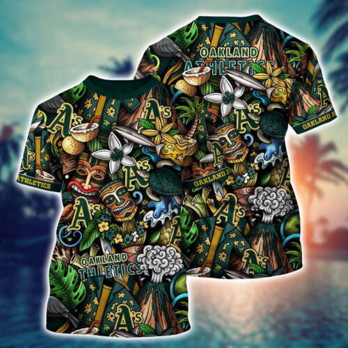 MLB Oakland Athletics 3D T-Shirt Sunset Symphony For Fans Sports